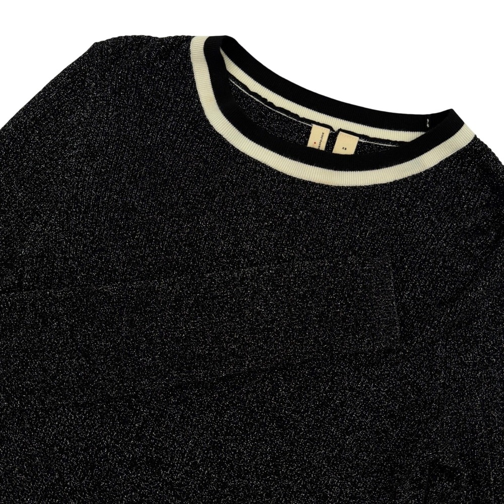 MOTH by Anthropologie Black Metallic‎ Knit Long Sleeve Sweater Top Women's XS